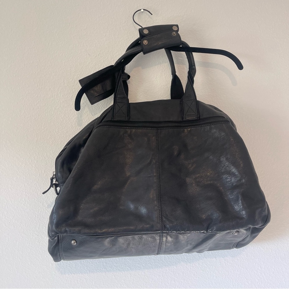 Rustic Town Black Leather Duffel Bag Casanova Travel - Picture 8 of 13